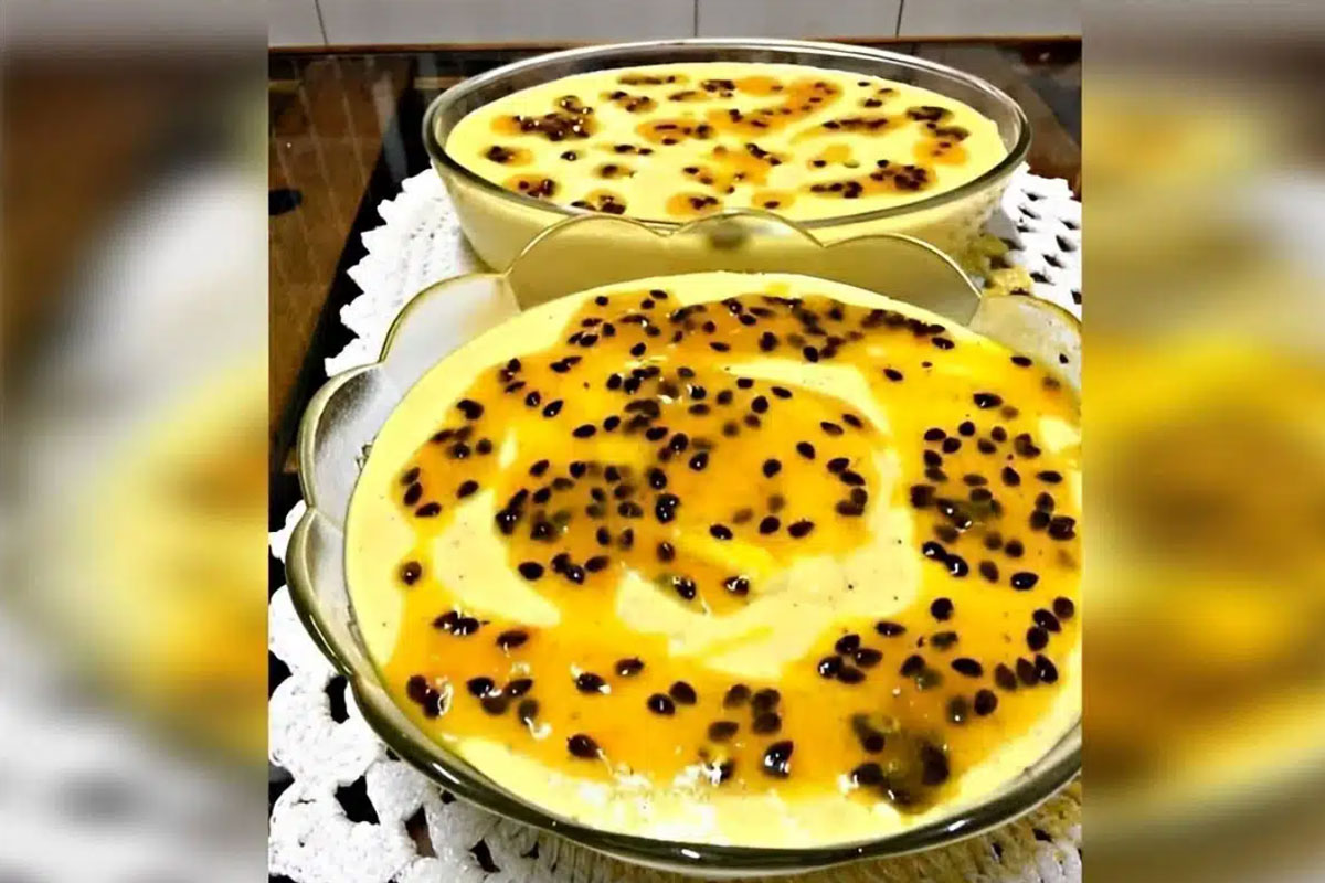 Mousse de maracujá com geleia