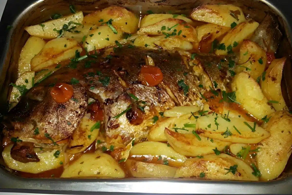 Peixe assado com batata